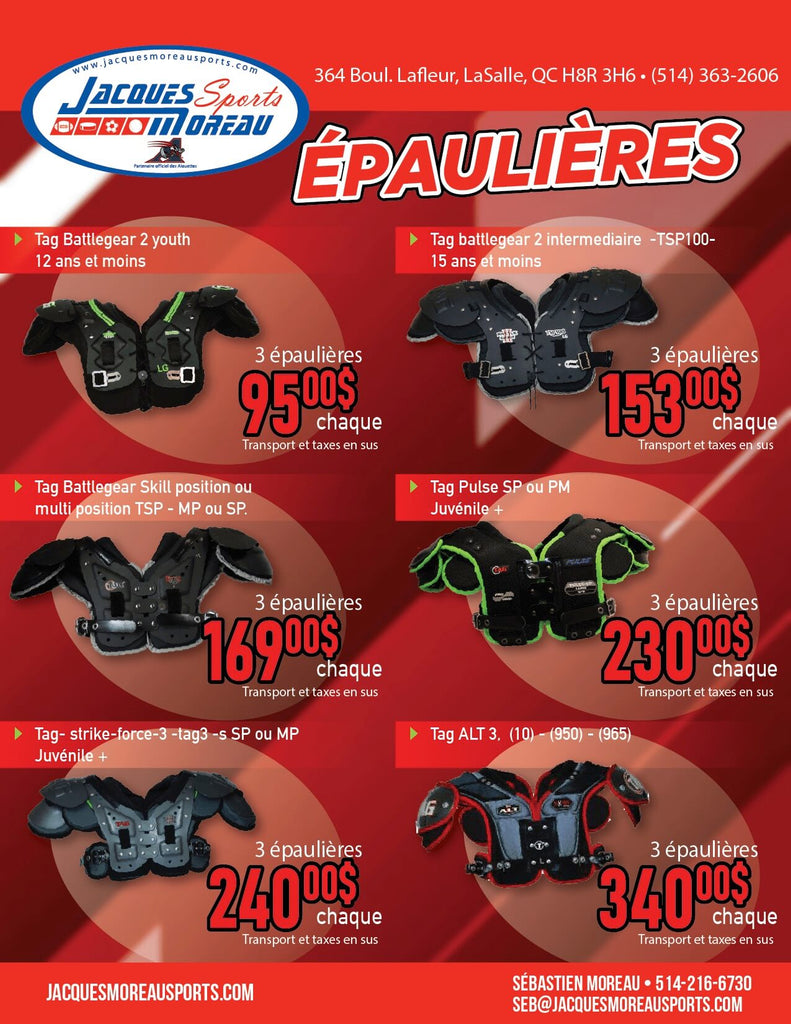 PROMO 2022 Épaulières de Football TAG / Football Shoulder Pads