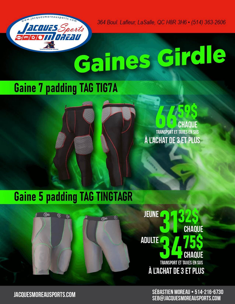 PROMO 2022 Gaines de football TAG / TAG football girdle